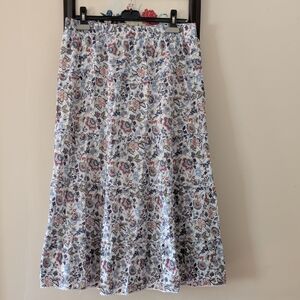 Floral Tiered Midi Skirt in Light Blue